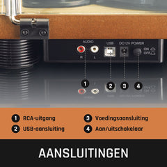 Lenco Platenspeler - Ingebouwde Speakers - Auto-stop - USB encoding - LS-50WD - Hout •