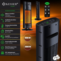 KESSER® Ventilatorkachel 2000W - Terrasverwarmer - Keramische Kachel - Zwart