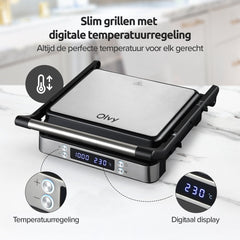 Contactgrill - Tosti apparaat - Tosti ijzer - Grill apparaat - 2000W - Zilver - Olvy