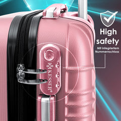 KESSER® Reiskofferset - 3-delig - ABS- Kofferset - Roze