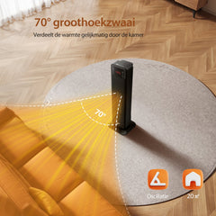 Elektrische Kachel - Keramische Ventilatorkachel - Heater - 2000W - Zwart - Aigostar