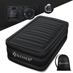 Luchtbed - 1 Persoons - Luchtmatras met pomp - Opblaasbed - Zwart - KESSER®