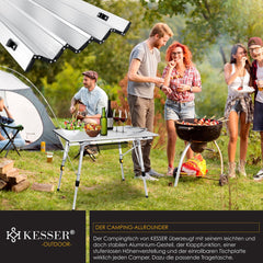 KESSER® Campingtafel inklapbare Tafel - Vouwtafel voor Buiten en Camping 90 x 53 cm - Zilver