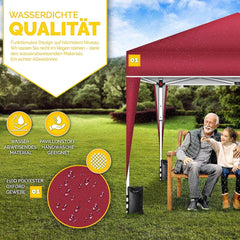 Partytent - Opvouwbaar - 3x3 m - Paviljoen - Easy up - Rood - Tillvex®