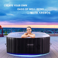 AREBOS Bubbelbad Voor 4 personen - Hottub - met Accessoires - met LED
