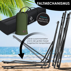 Hangmat met standaard - Opvouwbaar - Tot 120kg - Khaki - KESSER®