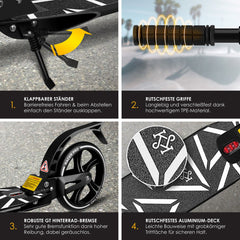 KESSER® Stuntstep voor Volwassenen en Kinderen - Opvouwbaar - Zwart