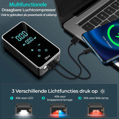 Compressor Bandenpomp - Elektrische Bandenpomp - Draagbare Luchtcompressor - 7000 mAh - Elektrische Fietspomp - Fiets/Auto/Motor/Bal/Luchtbed - Olvy •