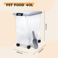 Voerton - Voedselcontainer - Voercontainer - 40L - Transparant - Nobleza