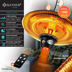 KESSER® Terrasverwarmer - Infrarood Verwarming - 1500W - Zwart