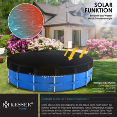 KESSER® Zwembad zonnezeil - Afdekzeil - Ø305cm - Zwart