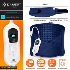 Warmteband - Verwarmde rugband - Warmtekussen - Blauw - KESSER®