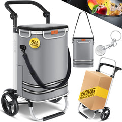 KESSER® Boodschappentrolley - Boodschappenwagen - 56L - tot 50kg - Grijs