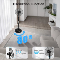 Aigostar Statiefventilator - Ventilator Staand - Verstelbaar - 50W - Zwart •