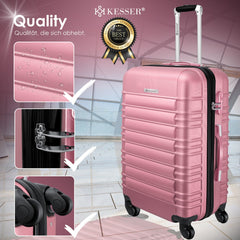 KESSER® Reiskofferset - 3-delig - ABS- Kofferset - Roze
