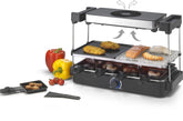 Trebs 15100 Gourmetstel - 5-in-1 kookcombinatie - Automatische afzuigkap verwijdert actief kookgeuren - Steengrill, Grill, Teppanyaki, Raclette en Gourmet - Inclusief 8 pannen en spatels - RVS-Zwart •