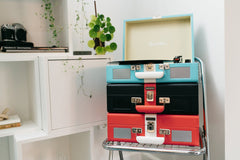 Lenco Classic Phono Retro Platenspeler - Vinyl Koffer met Bluetooth - Auto-stop - TT-110BRDWH -Rood Wit •