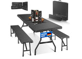 Picknicktafel - Campingtafel - Biertafel - Opvouwbaar - Zwart - KESSER®