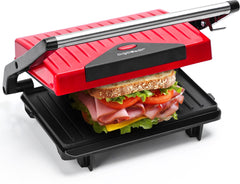Tosti apparaat - Tosti ijzer - Contactgrill - Grill apparaat - 750W - Rood - Aigostar •