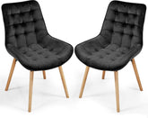 Eetkamerstoelen - Set van 2 - Fluweel - Zwart - MIADOMODO®