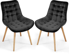 Eetkamerstoelen - Set van 2 - Fluweel - Zwart - MIADOMODO®