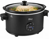 Slowcooker met Timer - 6L - Glazen deksel - Zwart - Olvy