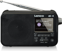 Lenco PDR-035BK - Draagbare DAB Radio met FM, DAB+ en Bluetooth® - AUX-ingang en oplaadbare Batterij - Zwart •
