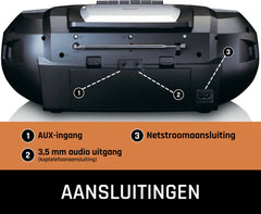 Lenco SCD-720SI - Draagbare radio met DAB radio, Bluetooth®, CD, casette recorder en USB speler - Zilver •