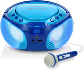 Lenco - Draagbare radio - CD speler - karaokemicrofoon en LED - Blauw - SCD-650BU •