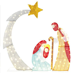 Kerststal met verlichting - Kerstdecoratie - 151 cm - COSTWAY •