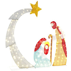 Kerststal met verlichting - Kerstdecoratie - 151 cm - COSTWAY •