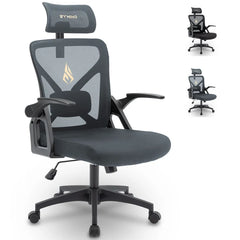 Ergonomische Bureaustoel - Office Chair - Gamestoel - Volwassenen - Grijs - SYMINO - BGY-01
