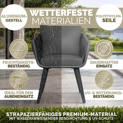 tillvex® Tuinstoel, weerbestendig met armleuningen | Buitenstoelen, draagvermogen tot 160 kg | UV-bestendige tuinstoelen | Terrasstoel, fauteuil, tuinmeubilair, terras, balkon, tuin