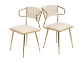 Eetkamerstoelen - Set van 2 - Fluweel - Beige / Goud •