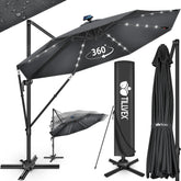 Zweefparasol - Tuinparasol - Parasol 300 cm - Met voet - Met Parasolhoes - Antraciet - Tillvex
