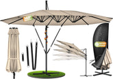 Zweefparasol - Tuinparasol - Parasol - 4,6x2,7 m - Met voet - Met Parasolhoes - Beige - KESSER