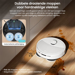 Robotstofzuiger met dweilfunctie - Met laadstation - Wit - LEFANT M3L •