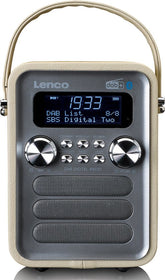 Lenco Radio met oplaadbare Batterij - Draagbare DAB Radio - FM, DAB+, Bluetooth en AUX - Noodpakket - PDR-051TPSI - Taupe