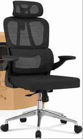 FLEXISPOT OC3 Lite bureaustoel, ergonomische draaibare bureaustoel met mesh bekleding, hoogteverstelling, 2D-armleuningen en onafhankelijke C-vormige lendensteun, ademend mesh, zwart