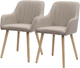 Eetkamerstoelen - Set van 2 - Met armleuning - Stof - Kaki - HMLuxury