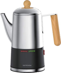Gastronoma 18150001 Koffiepercolator, koffiemachine, 0,75 liter, 6 kopjes, roestvrij staal, hout, 650 watt
