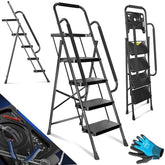 MASKO® Trapladder - Huishoudtrap - Keukentrap - Anti-Slip - Zwart
