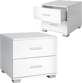 MIADOMODO® Nachtkastje - set van 2, 40x40x35cm, MDF, 2 laden, kleurkeuze - boxspringbed nachtkastje, commode opbergtafel, nachtconsole, nachtkastje voor slaapkamer, woonkamer (wit) •