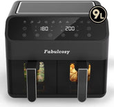 Airfryer XXL - heteluchtfriteuse - 9L - Dubbele Airfryer - Zwart - Fabulcozy