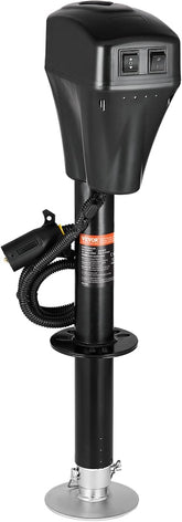 SUNCENT Elektrische aanhangerkrik, 2200kg, camper aanhangersteun met 7-polige stekker, handmatige zwengel en krikafdekking, 255-860 mm naaf, voor aanhangers, campers en caravans, zwart