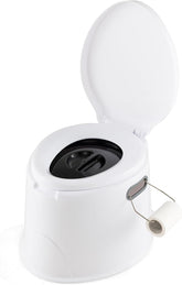 COSTWAY Campingtoilet, draagbaar, reistoilet tot 200 kg belastbaar, mobiel toilet met afneembare emmerinzetstuk, toiletpapierhouder, voor kamperen, wandelen en reizen