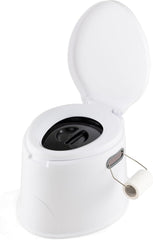 COSTWAY Campingtoilet, draagbaar, reistoilet tot 200 kg belastbaar, mobiel toilet met afneembare emmerinzetstuk, toiletpapierhouder, voor kamperen, wandelen en reizen