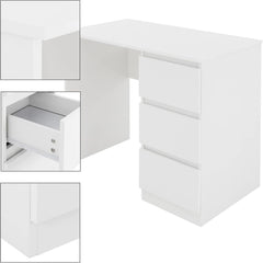 Bureau met lades - Bureautafel - Computertafel - 90x76x50 cm - Wit - ML-Design