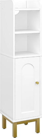 Badkamerkast - Badkamermeubel - Kast met deuren - 83x20x20 cm - Wit/Goud - Hzuaneri