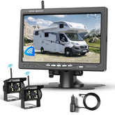 1080P HD draadloze achteruitrijcameraset, 7 inch LCD-monitor met 2 achteruitrijcamera's voor aanhangers, campers, vrachtwagens, auto's en bussen, doe-het-zelfrichtlijnen, IP68 waterdicht, nachtzicht, BSD, 12-36 V (A4008)